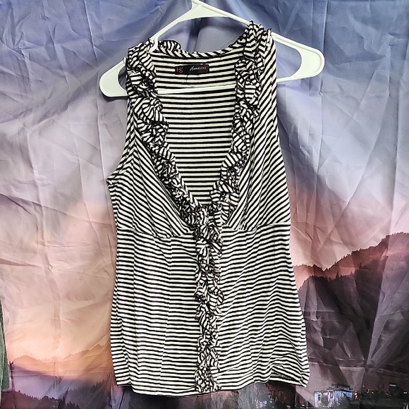 HeartSoul Striped Ruffle Tank Top - Picture 1 of 4